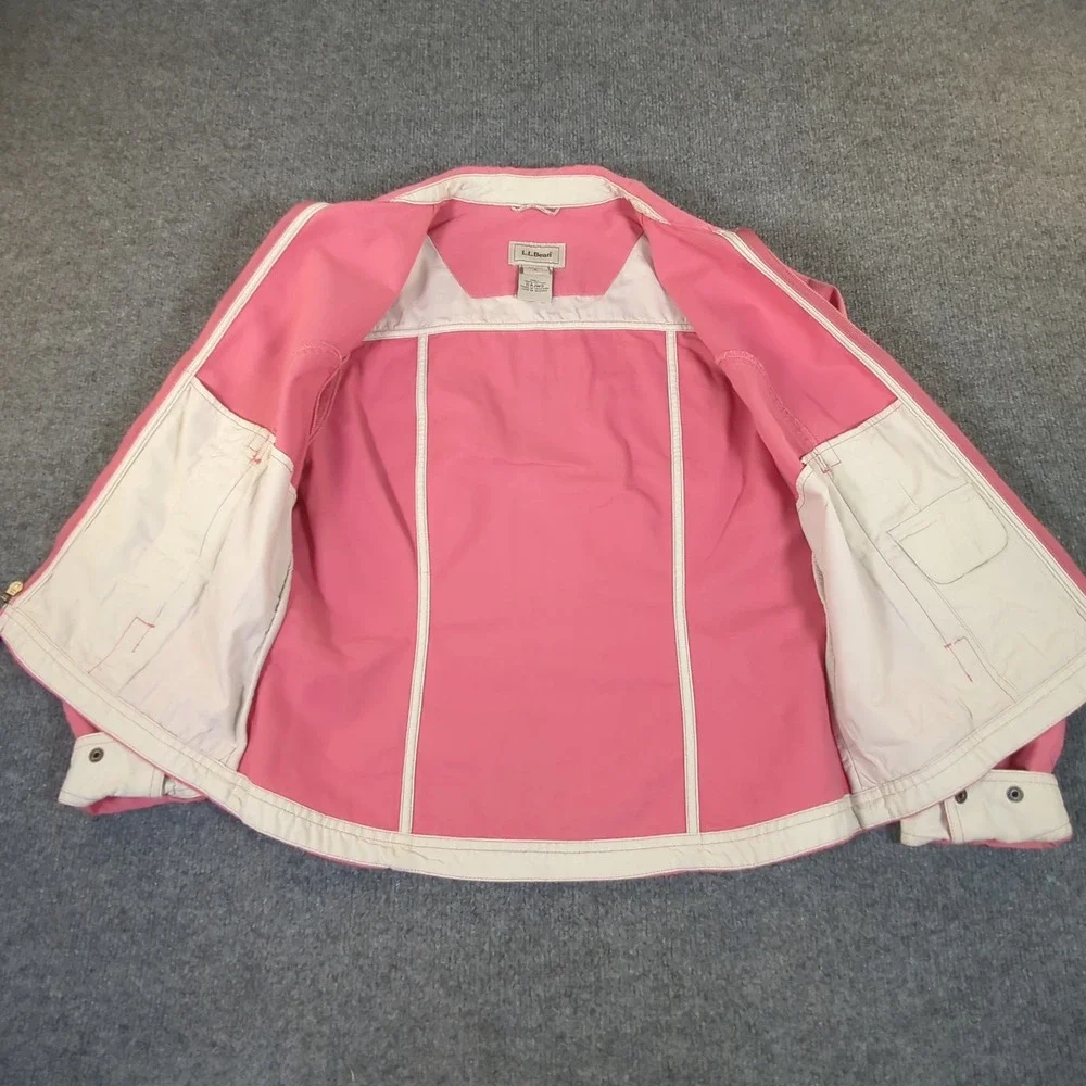 LL Bean Womens Pink Full Zip Cotton Canvas Jacket Small‎ 0AJW9 #2659